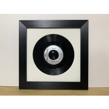 (Black) 7-Inch Vinyl Record Frame: White Mount, 11"x11" Frame