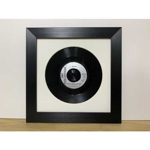 (Black) 7-Inch Vinyl Record Frame: White Mount, 11"x11" Frame