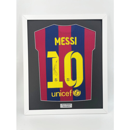 (White) DIY Football Shirt Frame: Black Mount, Plaque, Ready Made