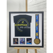 (Round Medal) BJJ Medal Display Frame: Sport Shirt & Photo Shadow Box