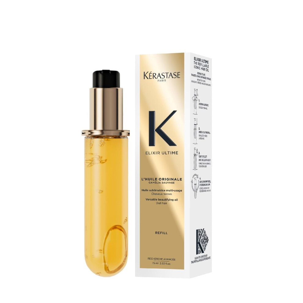 Kerastase Kérastase Elixir Ultime Hair Oil, Nourishes Dull Hair, For All Hair Types, Strengthens And Protects Hair From Heat, With Argan And Camellia Oil,