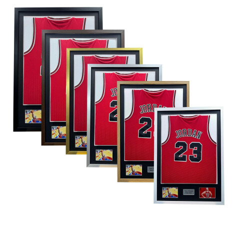 (Oak) NBA Jersey Frame: DIY Shirt Display Case with Photo & Plaque