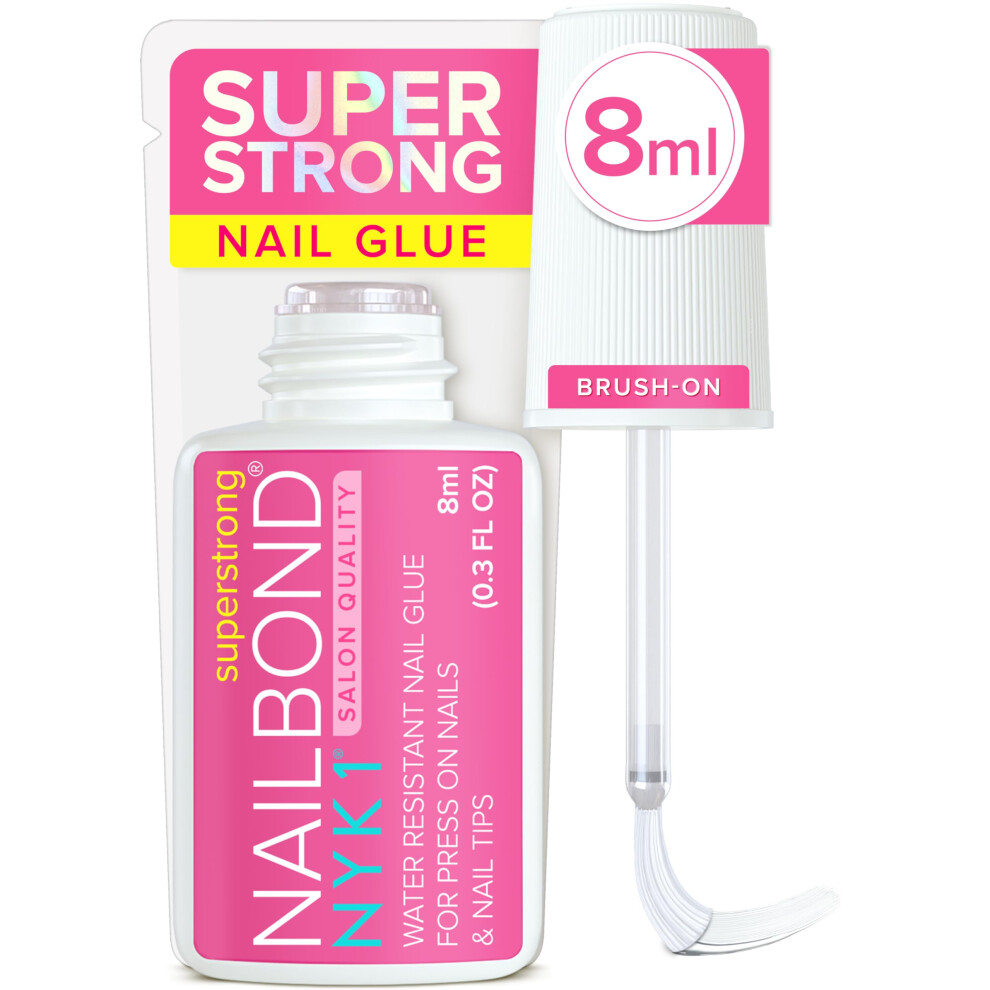 Nyk1 Super Strong Nail Glue For Press On Nails, Tips & False Nails (8Ml) Nailbond Brush On Nail Glue Extra Strong For Press Ons, Tips & Acrylics
