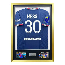 (Gold) DIY Football Shirt Frame: Black Mount, Photo & Plaque Display (36x26")
