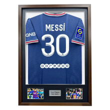 (Mahogany) DIY Football Shirt Frame: Black Mount, Photo & Plaque Display (36x26")