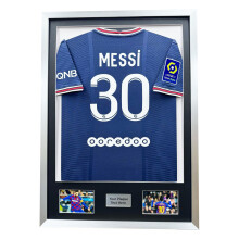 (Silver) DIY Football Shirt Frame: Black Mount, Photo & Plaque Display (36x26")