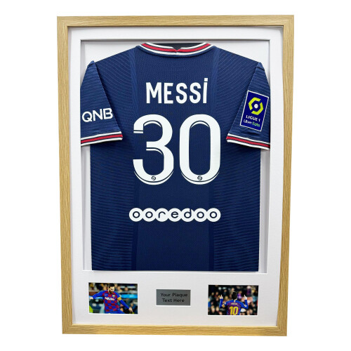 (Oak) DIY Football Shirt Frame: Black Polycore, White Mount (36x26")