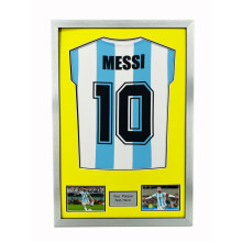(Silver) DIY Football Shirt Frame: Signed Jersey Display with Yellow Mount