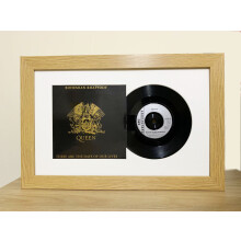 (Oak) Framed 12" Vinyl Record & Sleeve Art - White Mount (26" x 16.5")