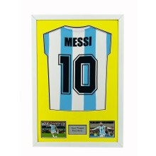 (White) DIY Football Shirt Frame: Signed Jersey Display with Yellow Mount