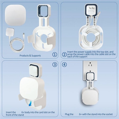 2X Wall Mount Bracket for Eero 6+ Dual-Band Mesh Wi-Fi 6+ Router, Sturdy Socket Bracket, Space Saving, Wire Management 2