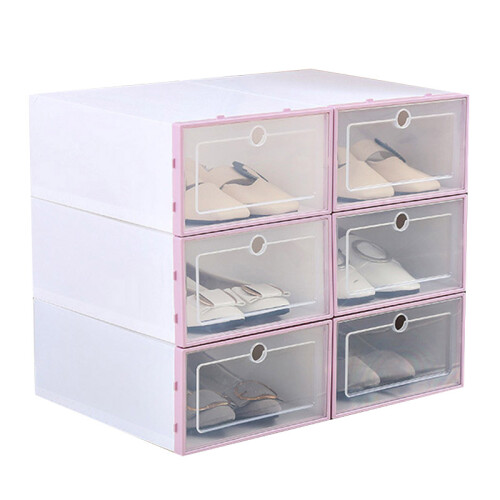 (Pink) Sturdy Stackable Shoe Box for Men & Women 1