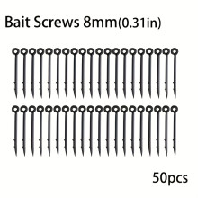 (bait screw 8mm, 50pcs) Hameçons de pêche barbelés, hameçons droits, hameçons de pêche à la carpe en acier à haute teneur en carbone, appâts