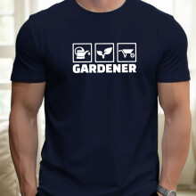 (Navy Blue, 38) Camiseta de manga corta informal de verano con gráfico de jardinero para hombre