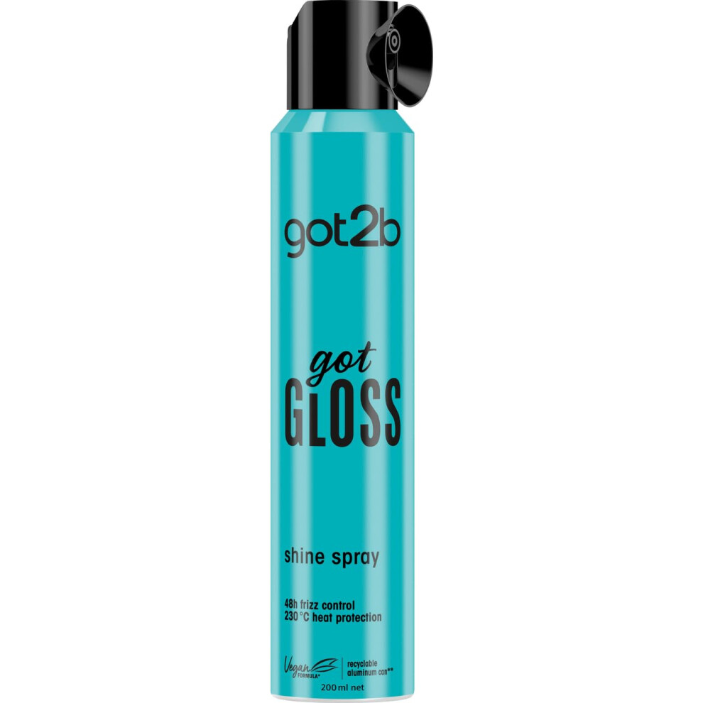 Got2b Gotgloss Hair Spray Finish For Glossy And Glass-Like Hair, Frizz Control And Heat Protection For Sleek Hair 200Ml