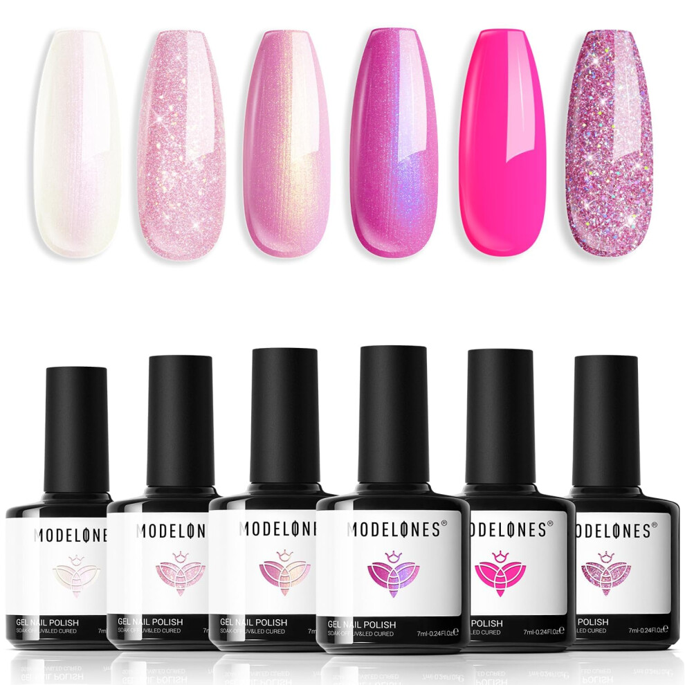 Modelones Pink Gel Nail Polishes 6 Colors