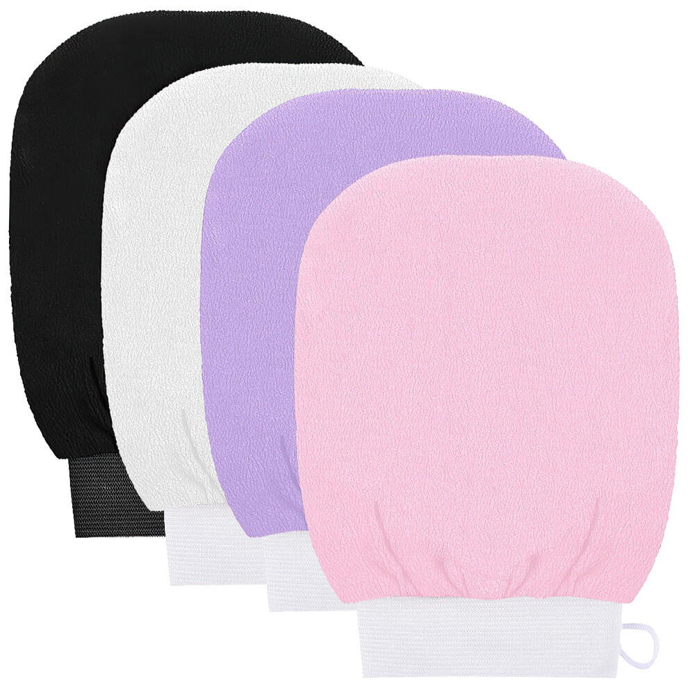 Kuou 4 Pcs Exfoliating Gloves, Exfoliation Scrubbing