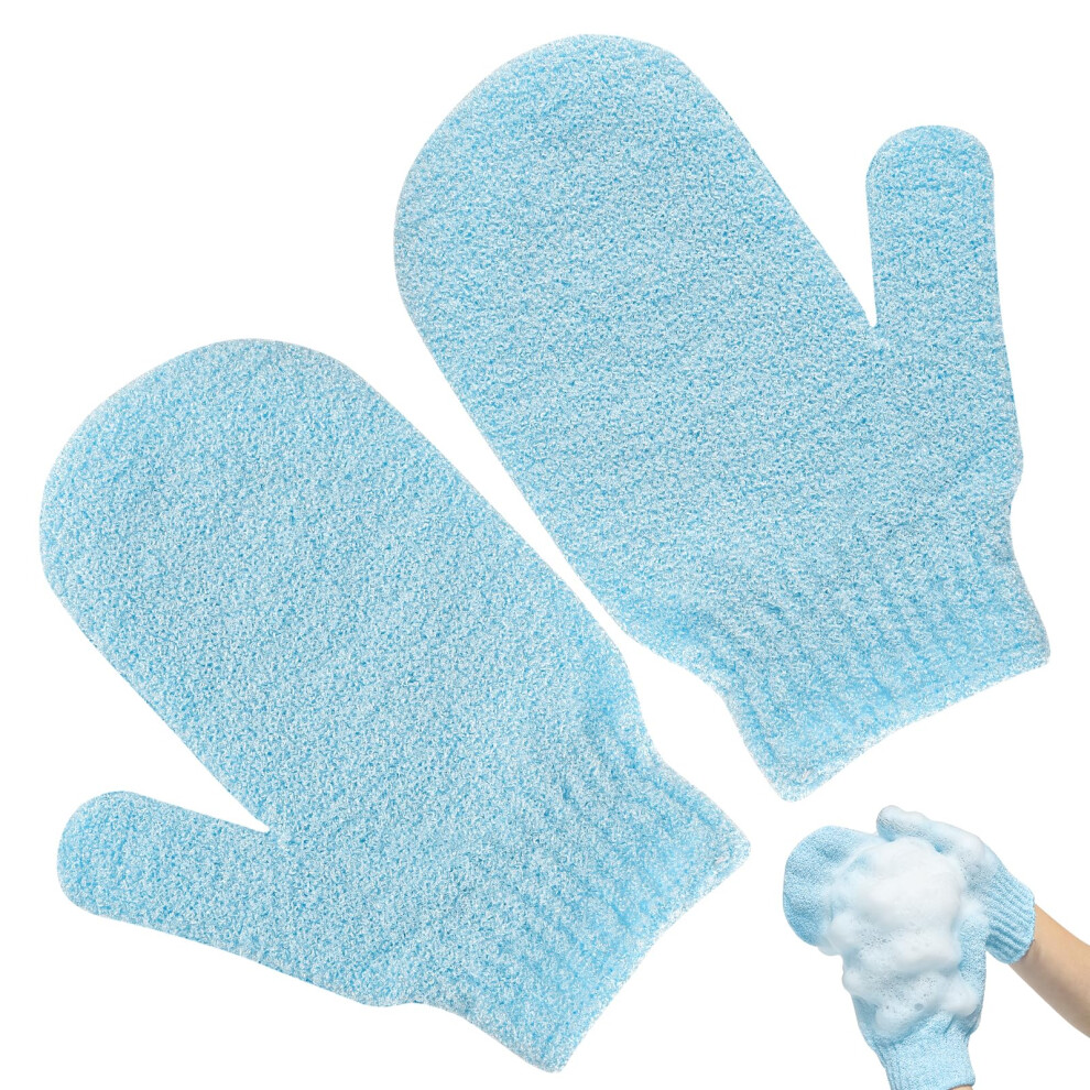 Lafefe Exfoliating Gloves, 2Pcs Bath And Body Exfoliator Mitts, Bamboo Shower Gloves, Scrubs Away Ingrown Hair And Dead Skin, For Shower, Spa