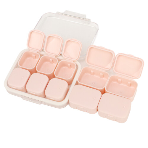 10PCS Daily Medicine Case Pink 9.8x8.9cm PP