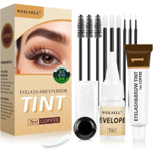2-In-1 Lash & Brow Color Kit, Professional Black Color Eyelash & Eyebrow Color Kit for Salon Home Use 7ml (Coffee-3)