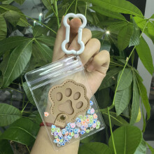 (Dark Khaki) Pet Memorial Keychain for Dog Cat Ashes & Fur