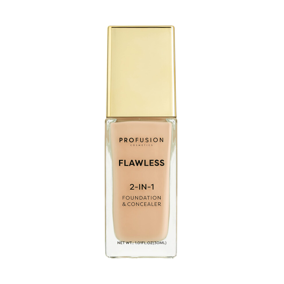Profusion Cosmetics 2-In-1 Foundation And Concealer For Medium Skin Tone, Flawless Full Coverage And Matte Finish With Convenient Solution For