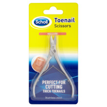 Scholl Toe Nail Scissors, Heavy Duty Stainless Steel Clippers for Thick Nails, Precision Toenail & Fingernail Trimming, 1 Unit.