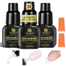 UNA GELLA Gel Nail Glue for Press Ons: 10s Fast Dry No U V Lamp Needed Glue Gel, 3pcs*5ml Upgrade Super Strong Nail Adhesive for Press on Nails