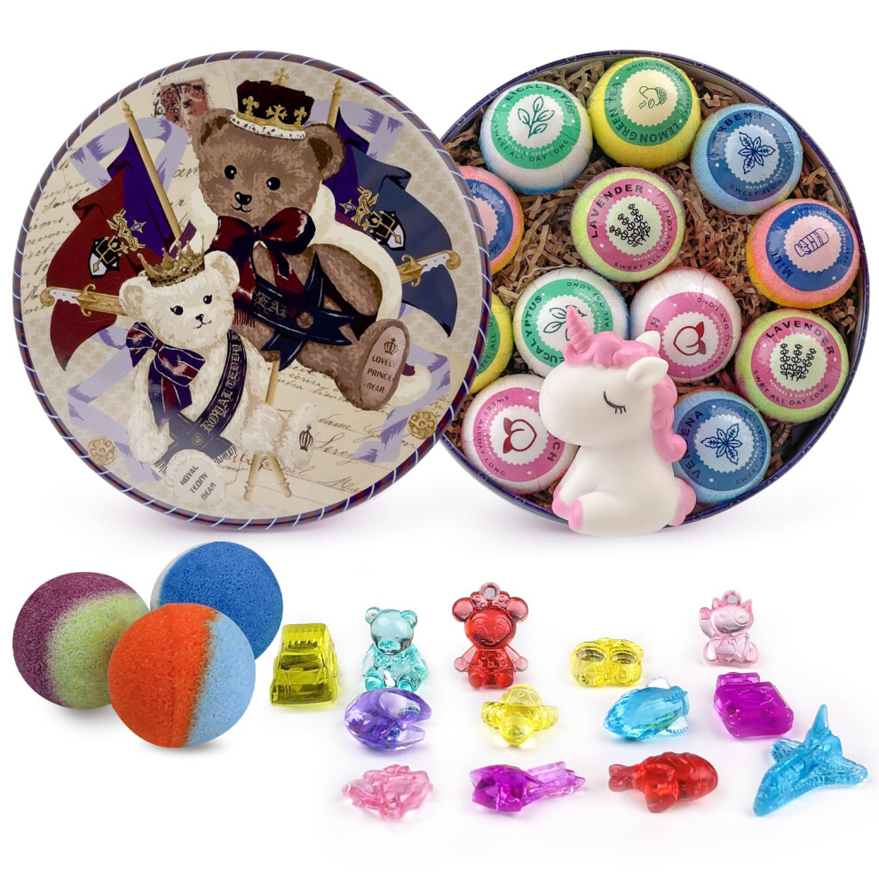 Leoce Bath Bombs For Kids, 12Pcs Bath Bombs With Surprise Crystal Toys Inside, Handmade Natural And Organic Bubble Bath