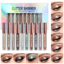 10 Pcs Liquid Glitter Eyeshadow Metallic Shimmer&Sweatproof Makeup Set, Matte Glitter Pressed All Highly Pigmented Blending Powder,Perfect For Every