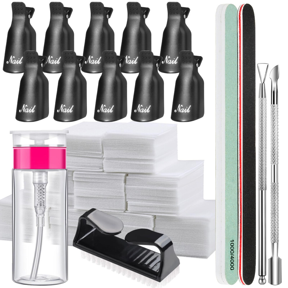 Fandamei Gel Polish Remover Kit With 500Pcs Lint Free Wipes, Soak Off Nail Clips For Nail Gel Remover