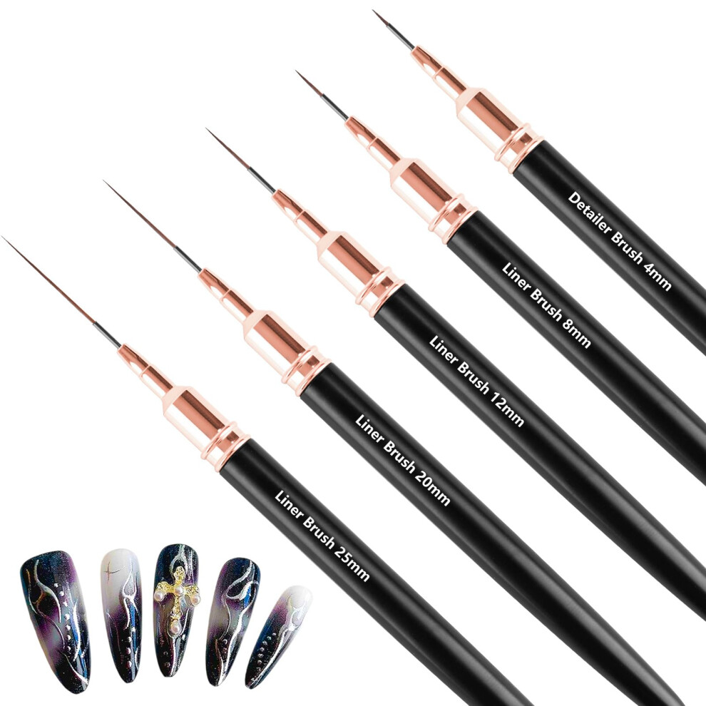 Moxyoy Nail Art Liner Brushes, 5Pcs