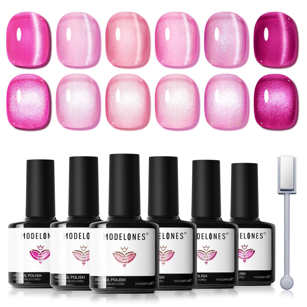 Modelones Pink Cat Eye Gel Nail Polish