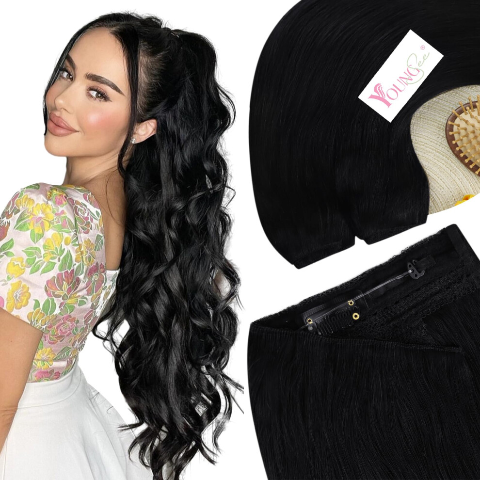Youngsee Unisex Black Wire Hair Extensions 14Inch