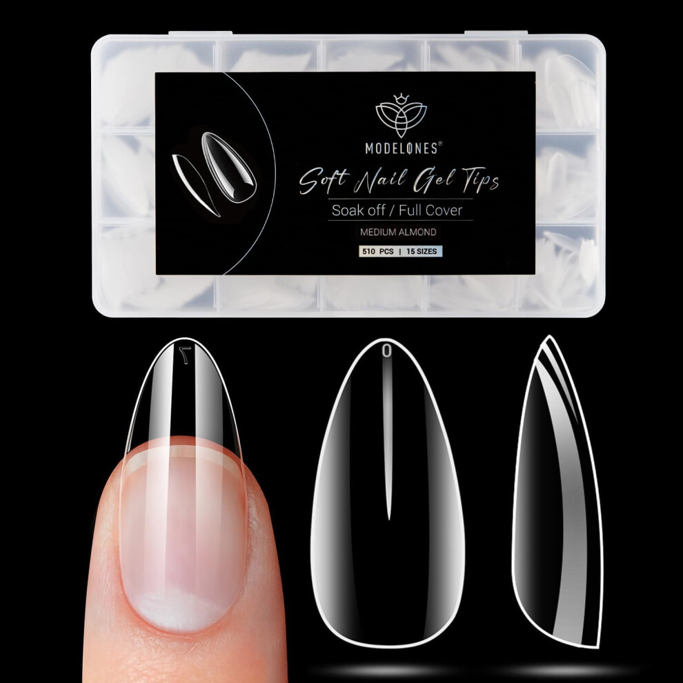 Modelones Medium Almond Nail Tips -510Pcs