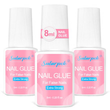 Sularpek 3 Pcs Nail Glue Extra Strong, 8 ML Beauty Secrets Nail Glues, Strong Nail Glue for False Nails, for Applying Artificial Nail Tips