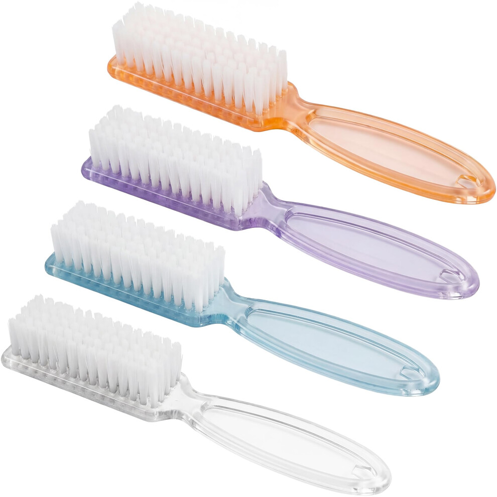 Olicky 4 Pcs Nail Clean Brush Handle Toes Nail Finger Tip Cleaning Scrubbing Brushes For Home & Salon Use