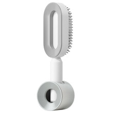 (Elegant white Set) Self Cleaning Hair Brush For Women One-key Cleaning Hair Loss Airbag Massage Scalp Comb Anti-Static Hairbrush