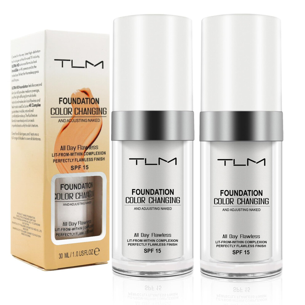 Wonderfulife Color Changing Foundation, 2 Pack, Liquid, Moisturizing, Sunscreen, 30Ml