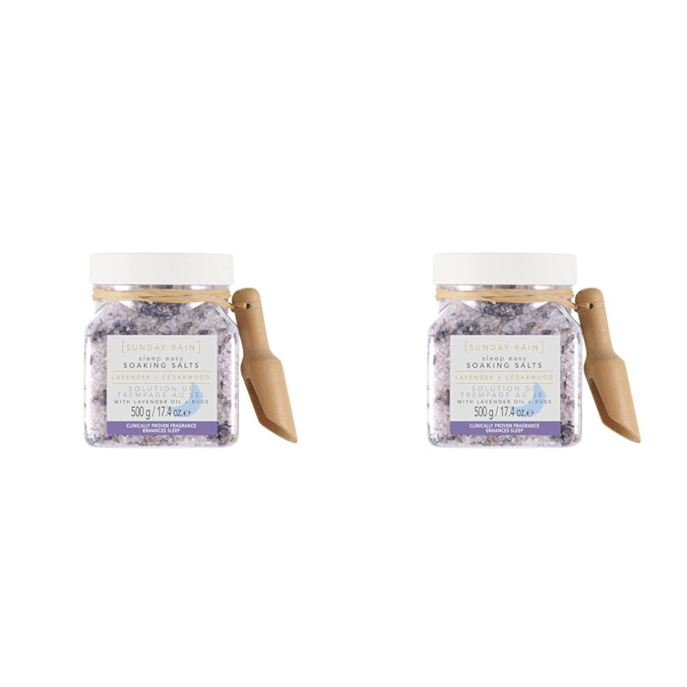 Sunday Rain Lavender Sleep Easy Luxury Relaxing Soothing Bath Soaking Salts, Vegan And Cruelty-Free, And Cedarwood, 500G (Pack Of 2)