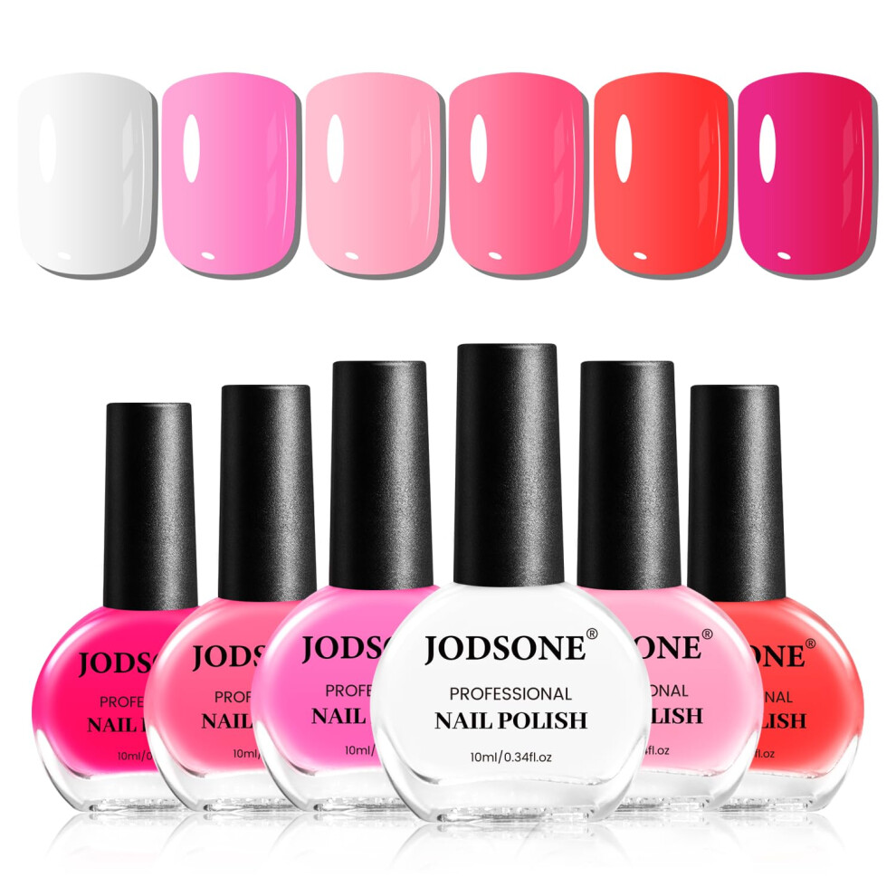 Jodsone Pink,Red 10Ml Romantic Red Rose Pink Nail Polish Sets | 6 Colors Fast Drying Nail Polish & Long Lasting Nail Varnish