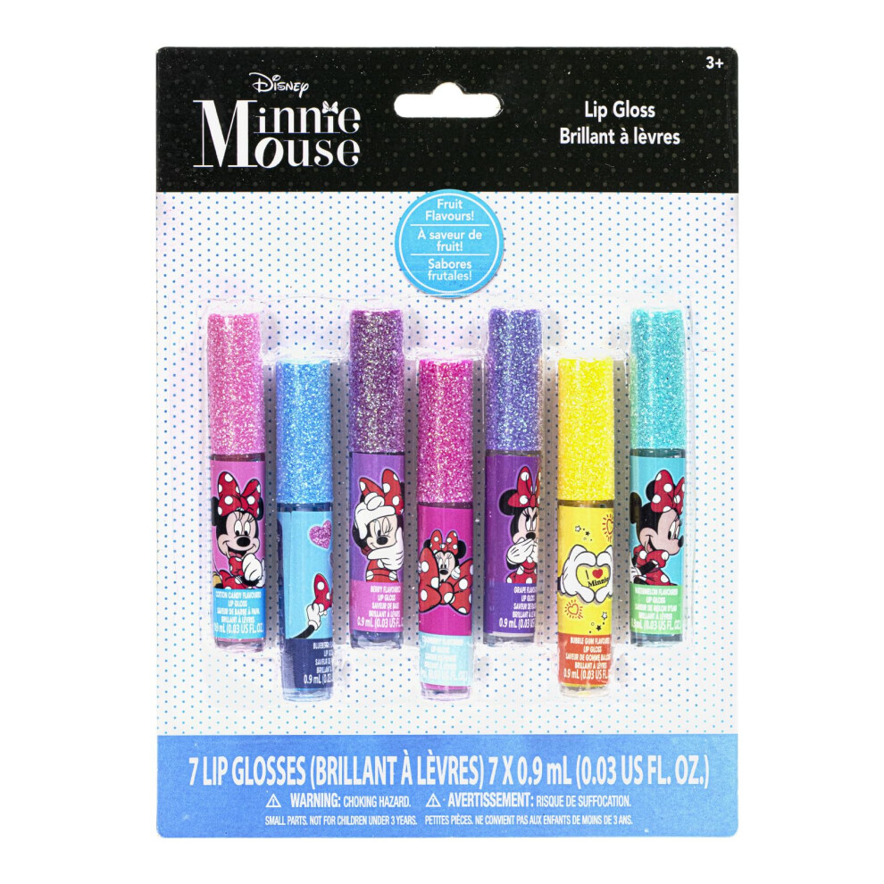 Townley Girl Disney Minnie Mouse 7 Piece Plant Based Lip Gloss, Girls Party Favors, First Makeup Set For Girl, Perfect For Parties, Sleepovers, And Birthday Gifts