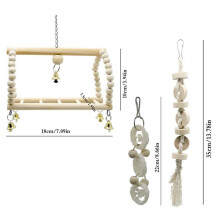 7-Piece Wooden Bird Toy Set for Small & Medium Birds, Color Log
