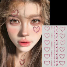(Pink love mountain root stickers) Face Glitter Crystals Stickers Face Glitter Rhinestone Decoration Stickers for Festival Outfit Mermaid Stickers