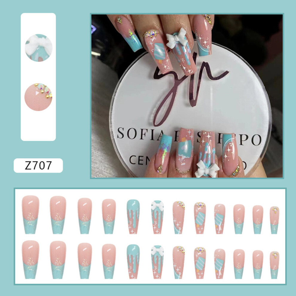 Phui-Pet-Supplies (Jelly Glue Model) Glitter Pink & Blue Fake Nails, Chip-Proof, 50Pcs