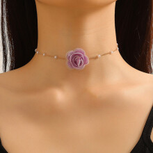 (Purple) Women\'s Floral Necklace for Masquerade & Banquet