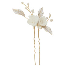 (Gold) Elegant U-Shape Alloy Hairpin with Flower Decor