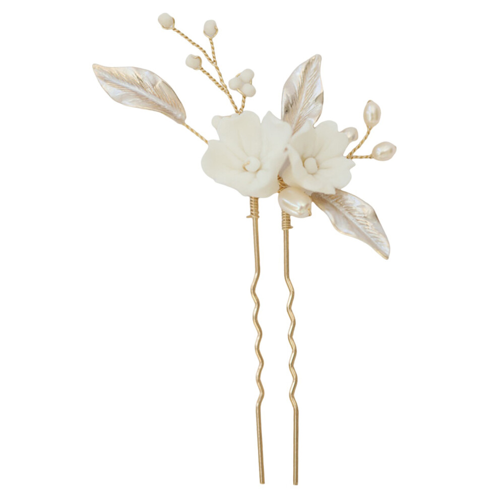 Dachuang Beauty (Gold) Elegant U-Shape Alloy Hairpin With Flower Decor