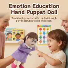 (Sad Puppet) Plush Hand Puppet Emotions Toy Cute Feeling Expression Doll Early Education Storytelling Puppet for Kids