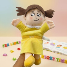 (Shy Puppet) Plush Hand Puppet Emotions Toy Cute Feeling Expression Doll Early Education Storytelling Puppet for Kids